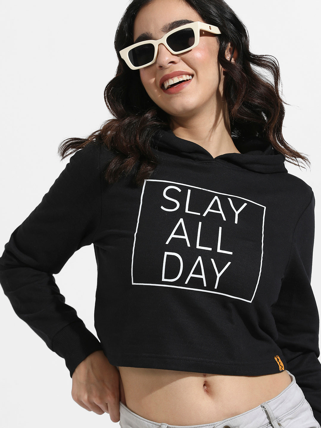 Slay All Day Hoodie With Ribbed Hem