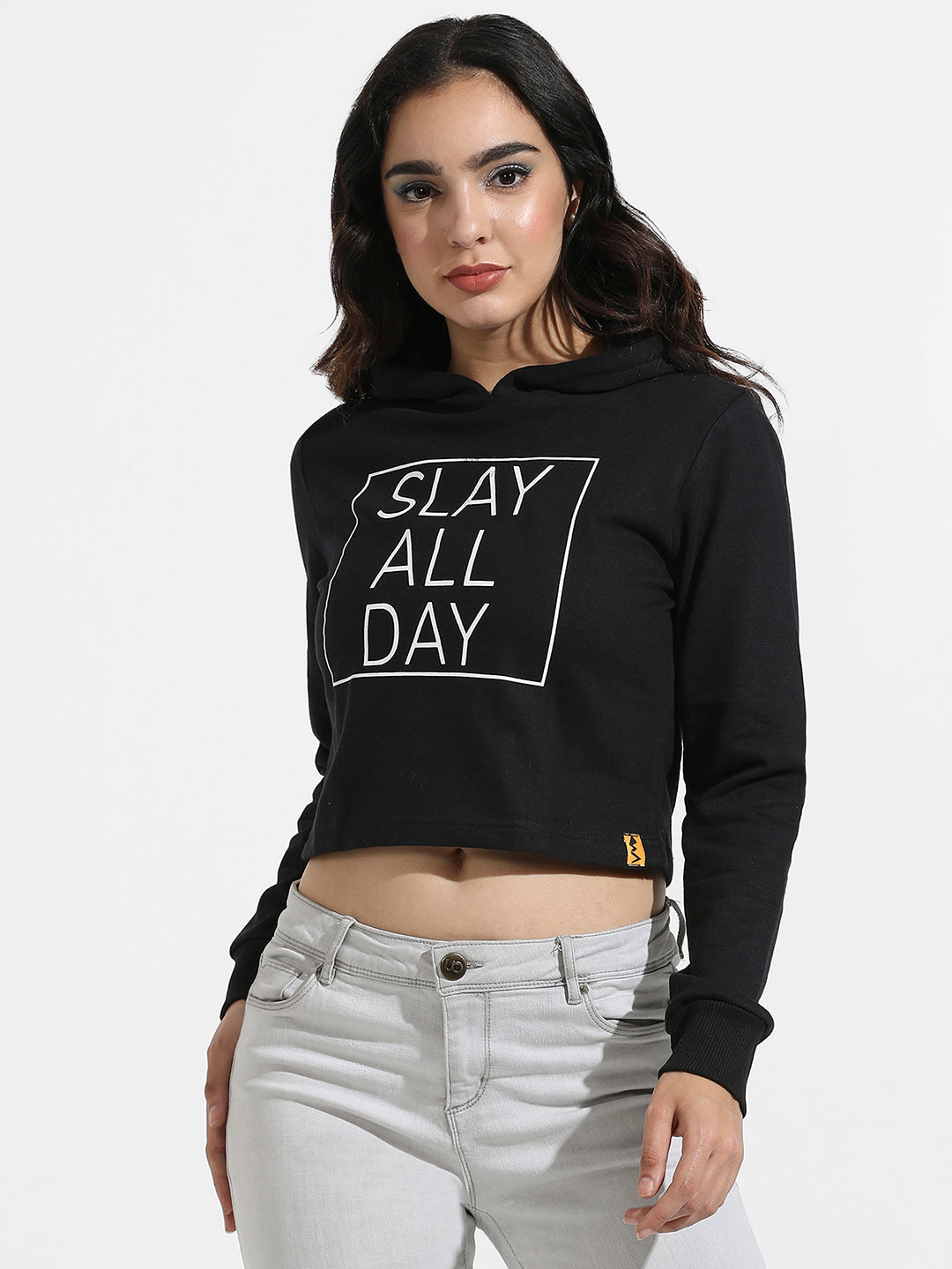 Slay All Day Hoodie With Ribbed Hem