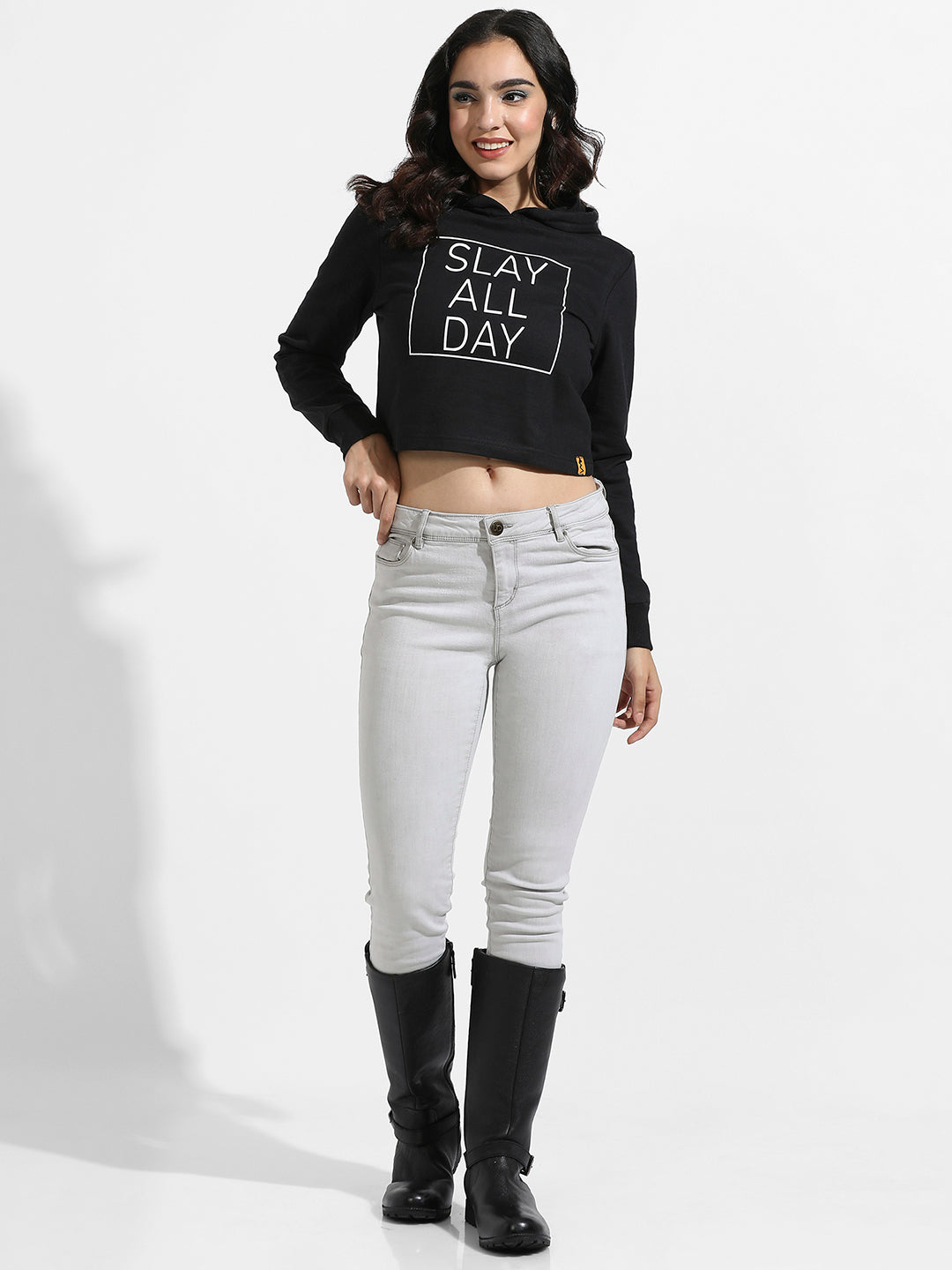 Slay All Day Hoodie With Ribbed Hem