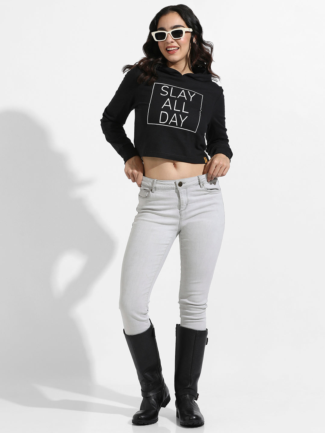 Slay All Day Hoodie With Ribbed Hem