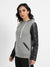 Grey & Black Pullover Sweatshirt With Quilted Sleeves