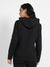Black Pullover Hoodie With Mesh Details