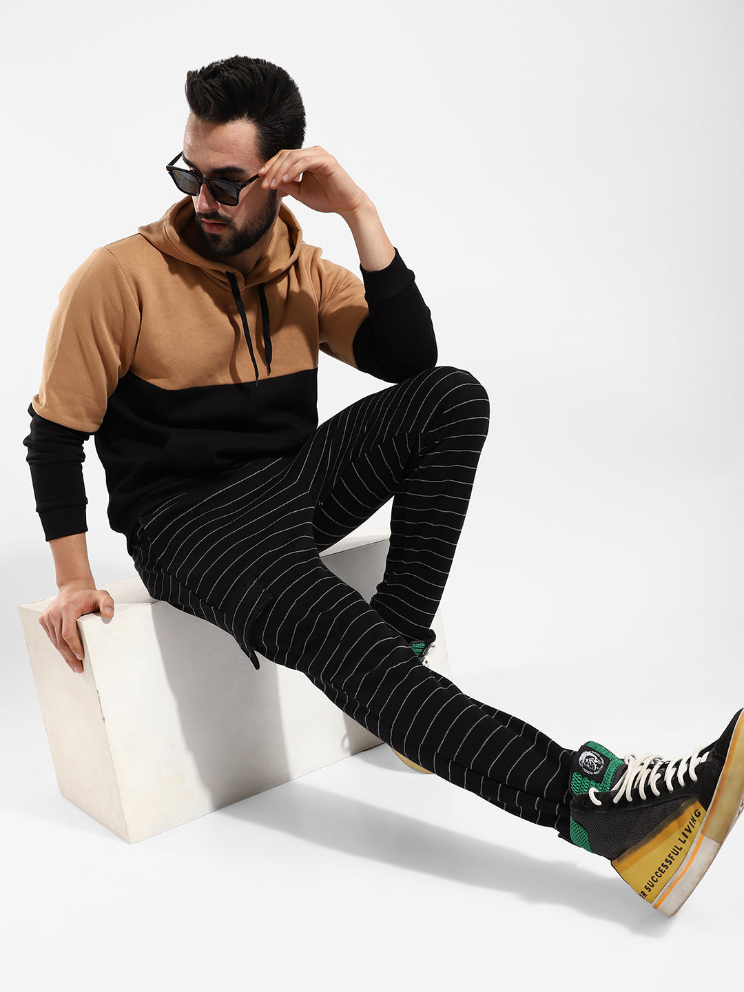 Cotton Colour-Blocked Regular Fit Tracksuit For Casual Wear