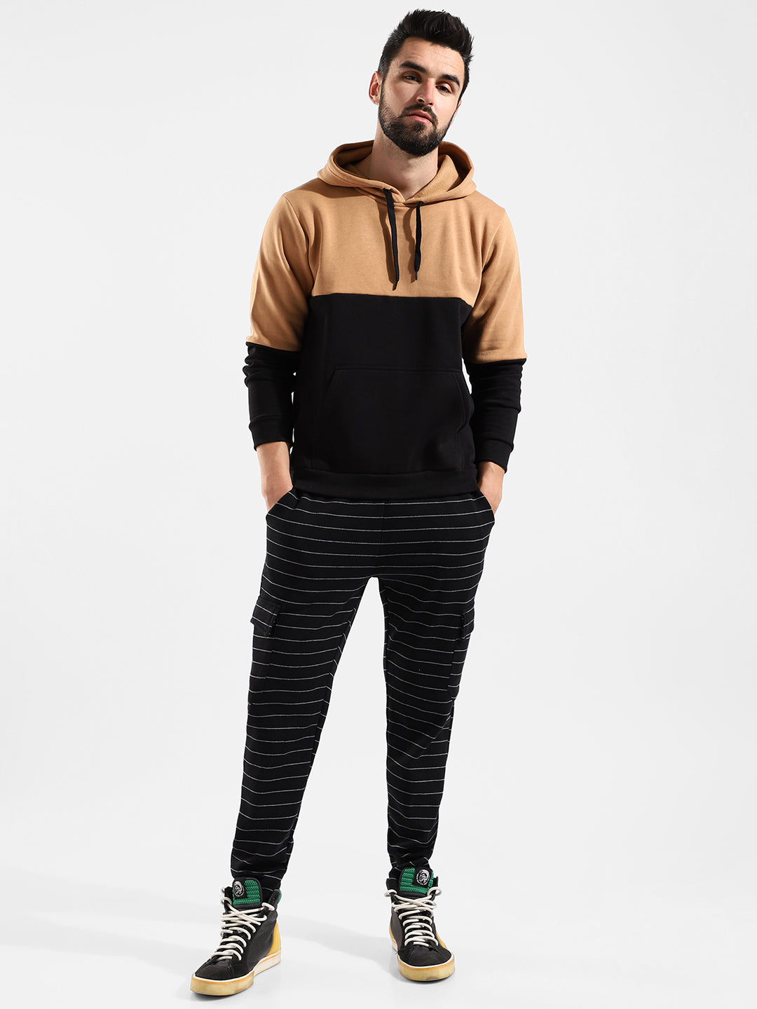 Cotton Colour-Blocked Regular Fit Tracksuit For Casual Wear