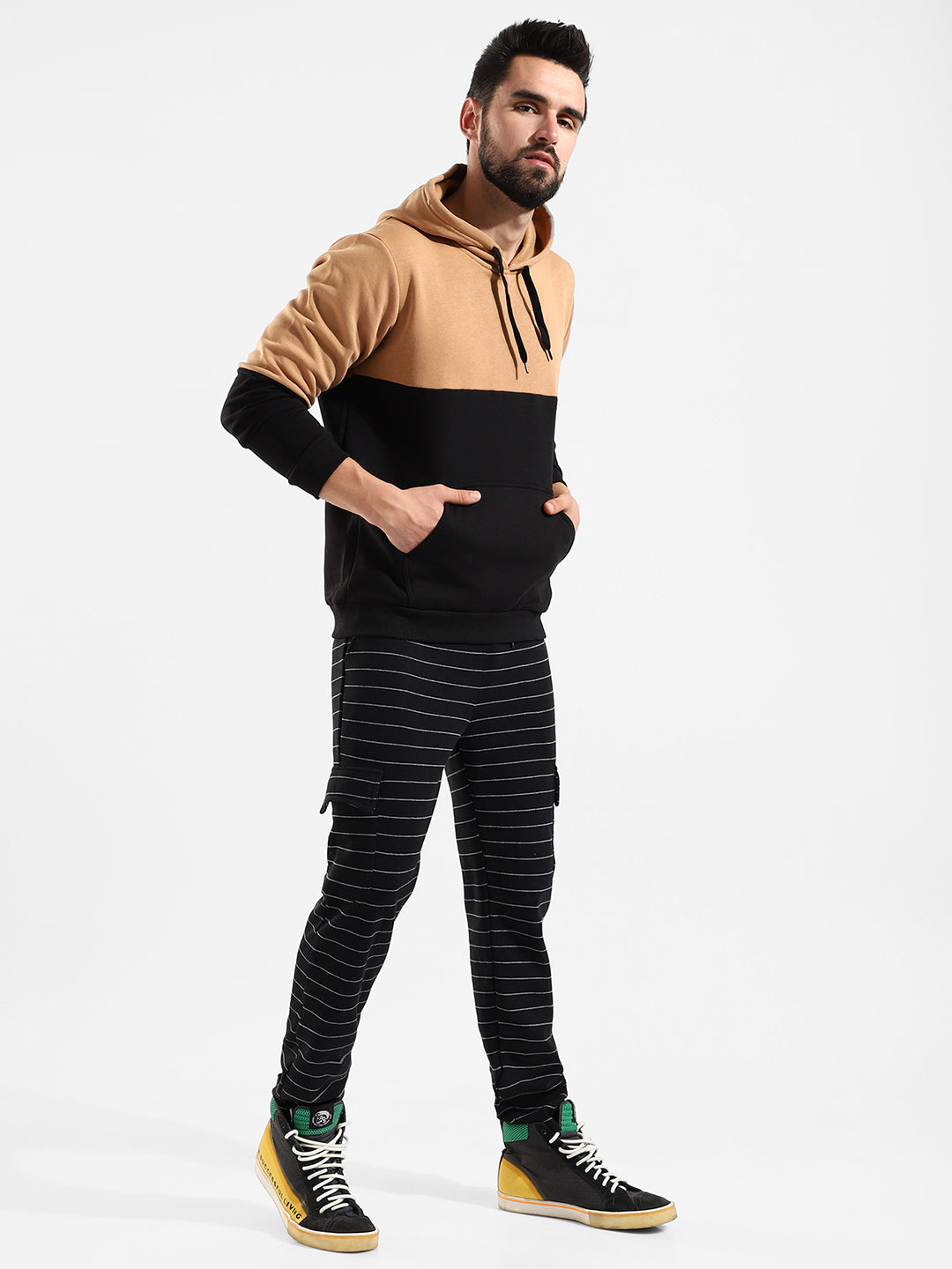 Cotton Colour-Blocked Regular Fit Tracksuit For Casual Wear