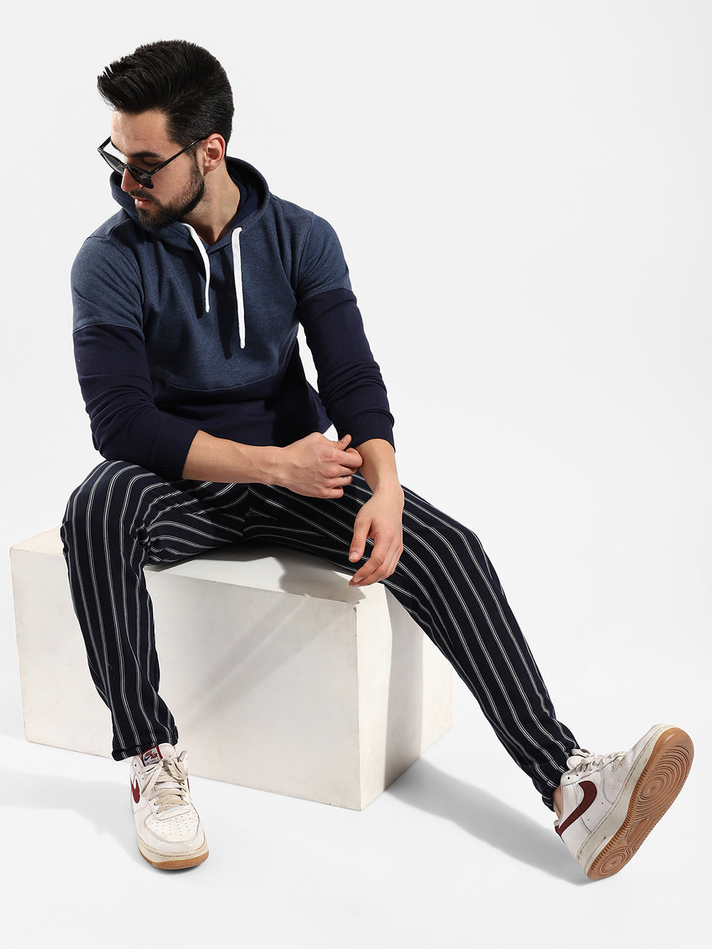 Cotton Colour-Blocked Regular Fit Tracksuit For Casual Wear