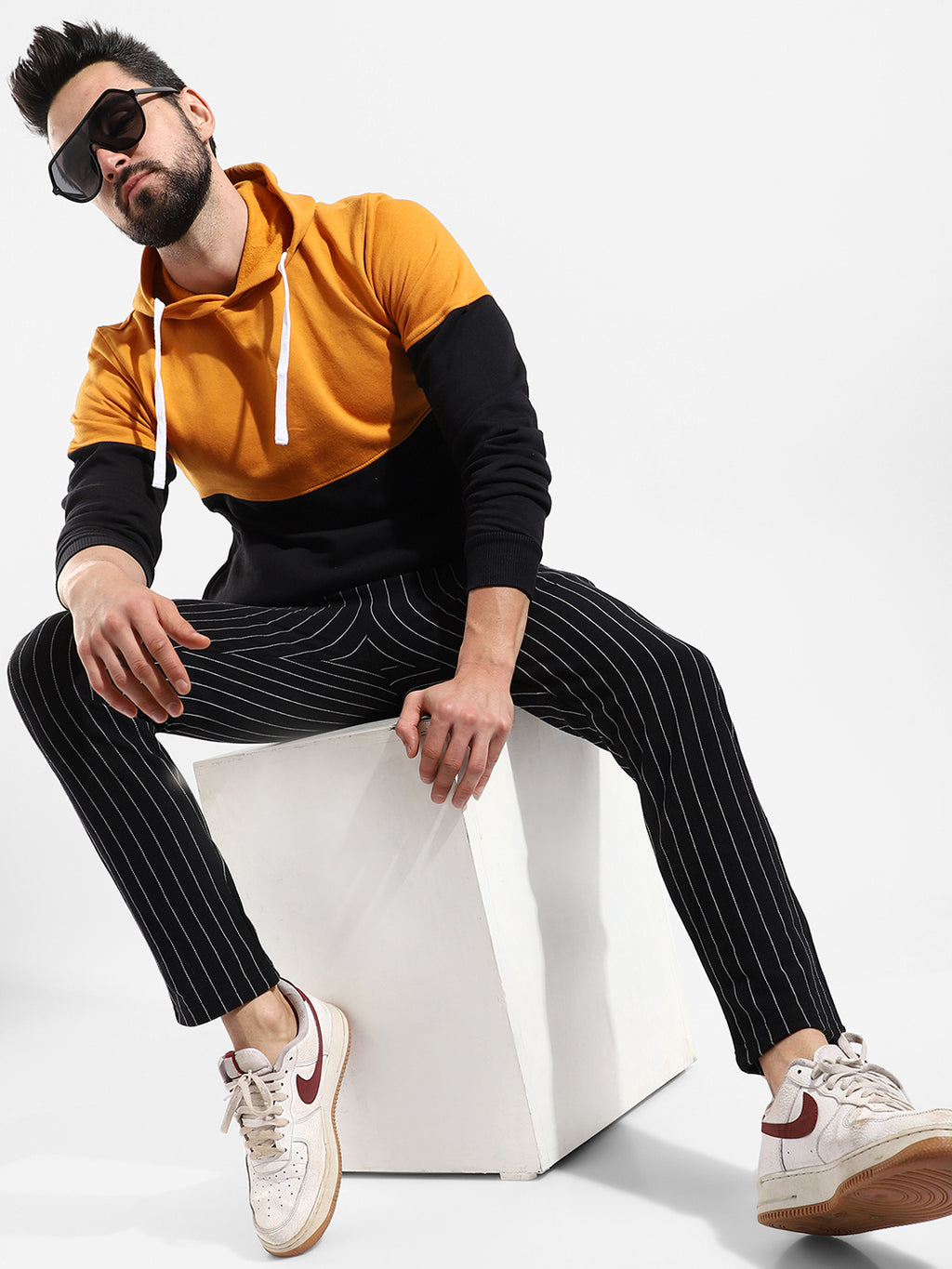 Cotton Colour-Blocked Regular Fit Tracksuit For Casual Wear