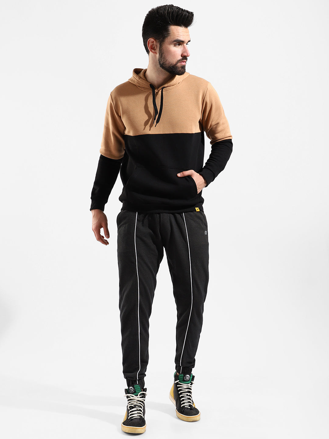 Cotton Colour-Blocked Regular Fit Tracksuit For Casual Wear
