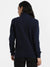 Navy Blue Zip Front Dark-Wash Denim Jacket