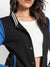 Black & Blue Button-Front Jacket With Contrast Sleeves