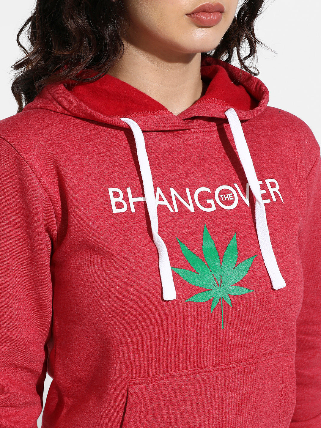 Maroon Bhangover Hoodie With Ribbed Hem