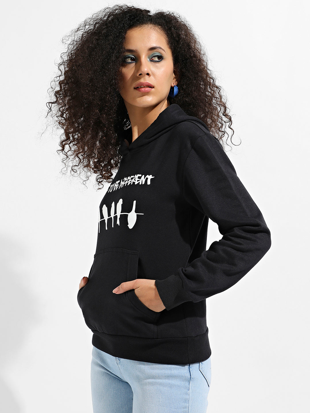 Dare To Different Hoodie With Ribbed Hem