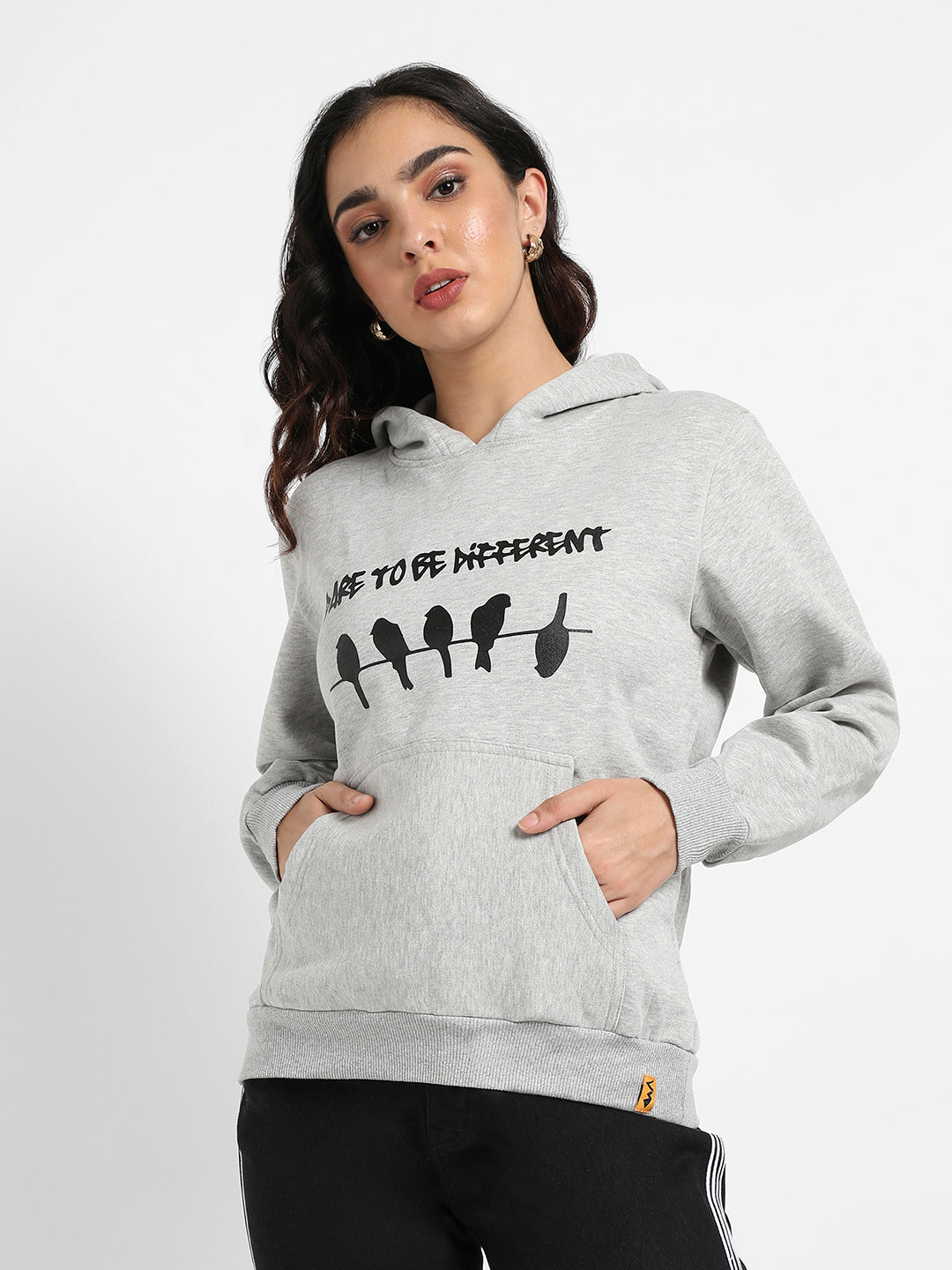 Dare To Different Hoodie With Ribbed Hem