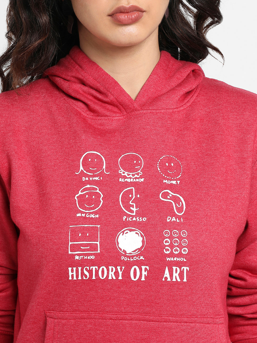 Maroon History Of Art Hoodie With Kangaroo Pockets