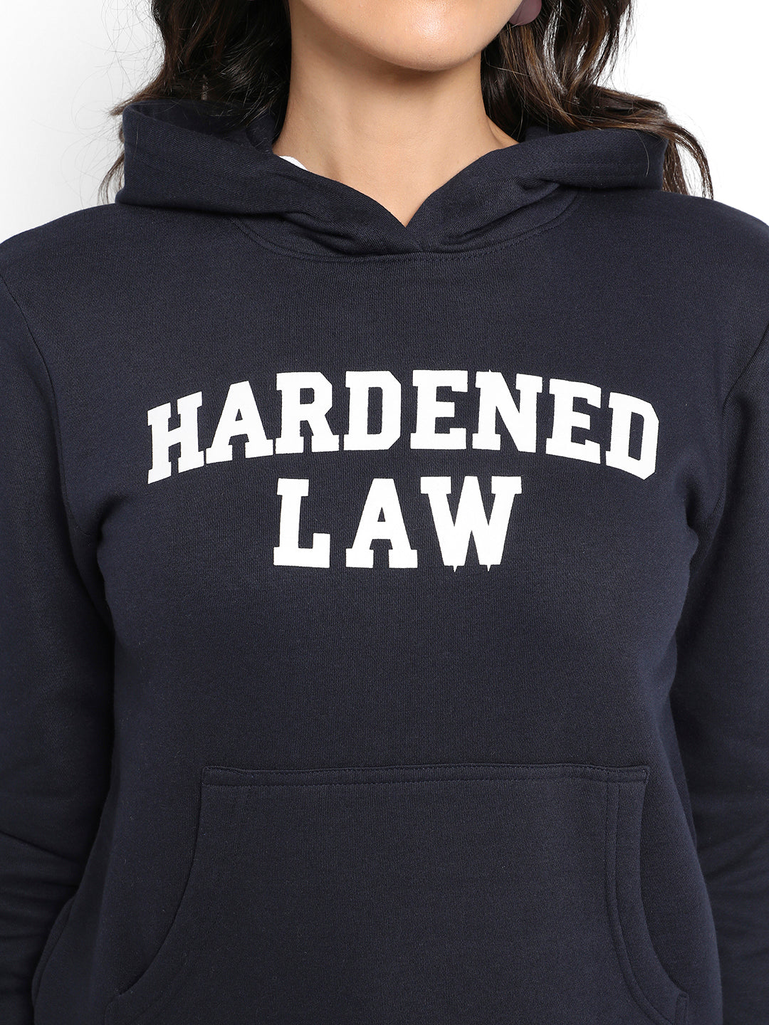 Navy Blue Hardened Law Hoodie With Kangaroo Pockets