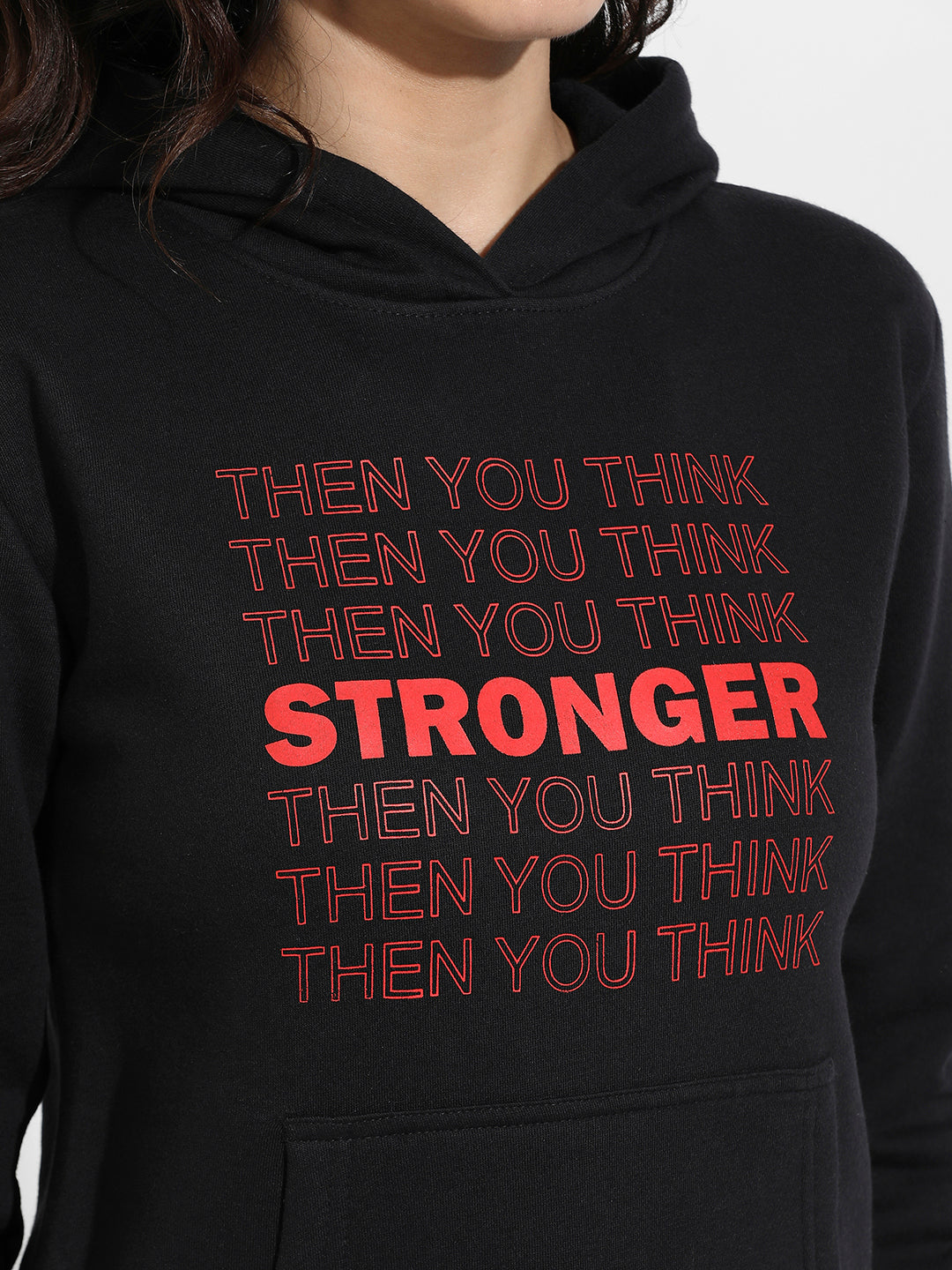 Black Stronger Hoodie With Kangaroo Pockets