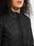 Black Quilted Puffer Jacket With Zip Closure