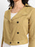Mustard Yellow Biker Jacket With Contrast Buttons