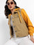 Yellow & Beige Denim Jacket With Sweatshirt Sleeve