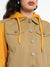 Yellow & Beige Denim Jacket With Sweatshirt Sleeve