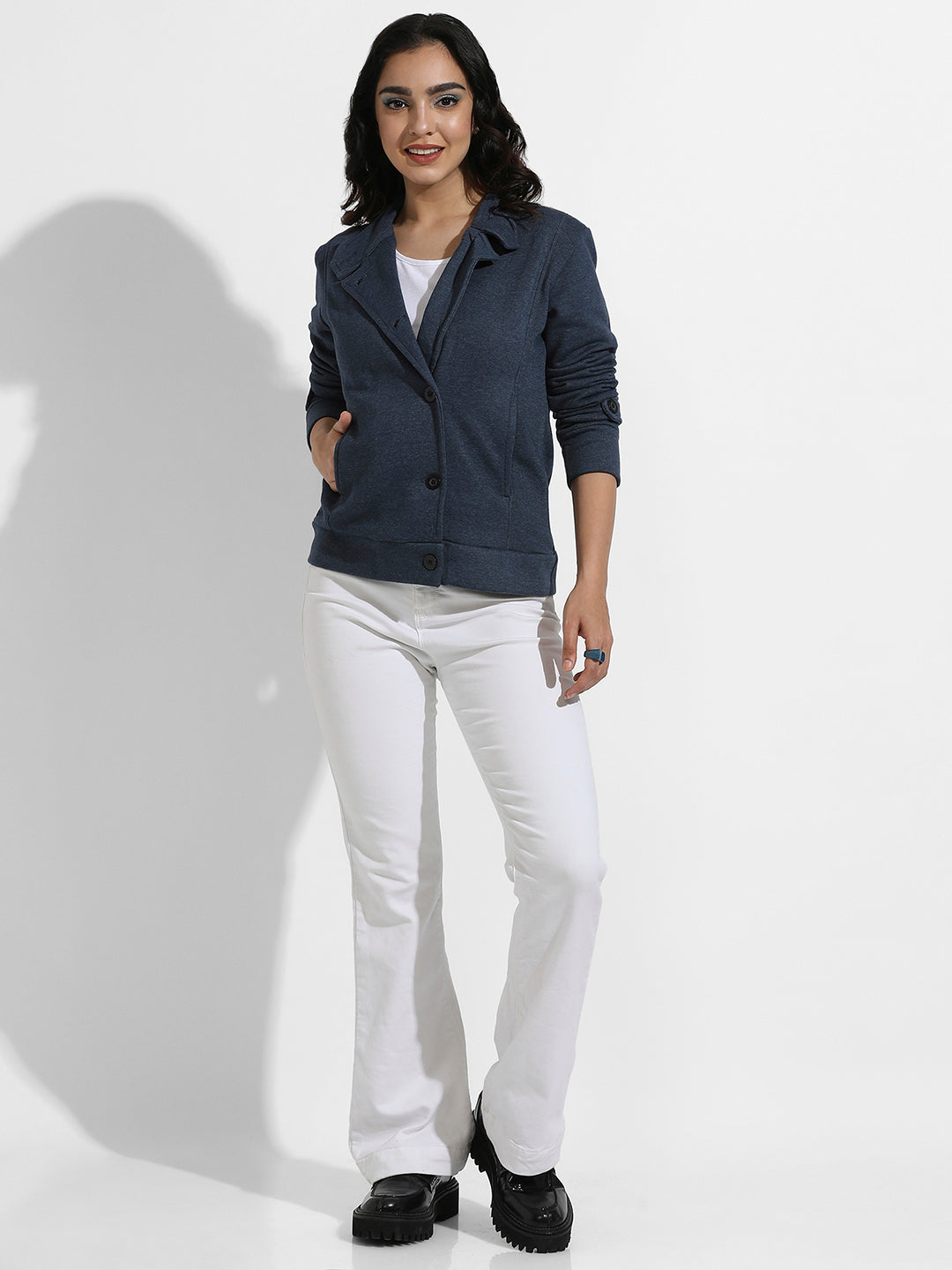 Single-Breasted Jacket With Angled Open Pockets