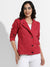 Red Single-Breasted Jacket With Angled Open Pockets