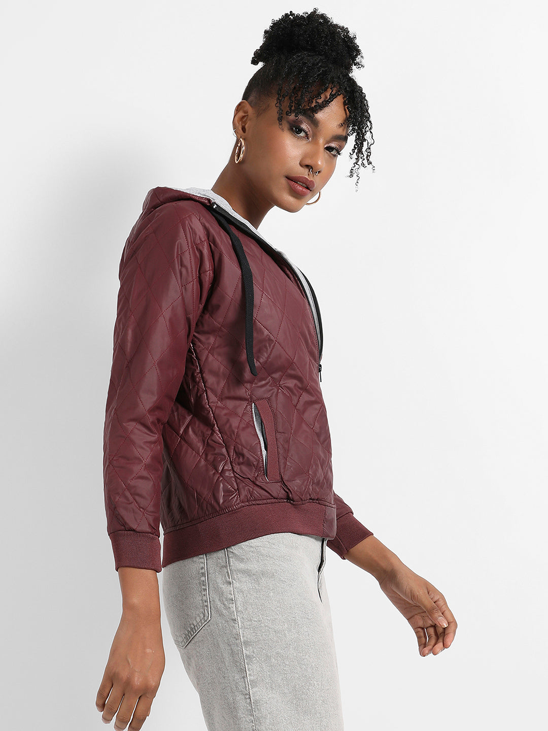 Quilted Puffer Jacket With Angled Open Pockets