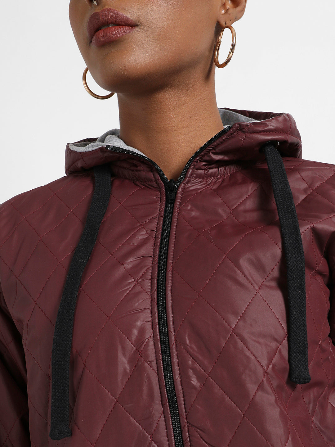 Brown Quilted Puffer Jacket With Angled Open Pockets