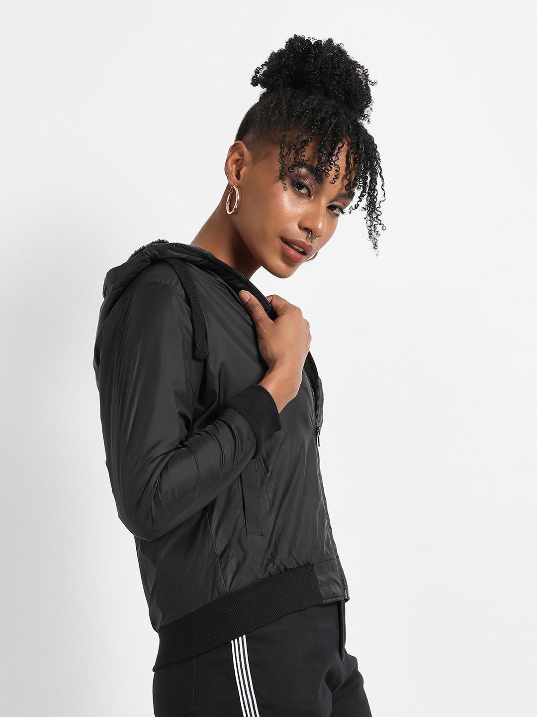 Zip-Front Jacket With Ribbed Hem