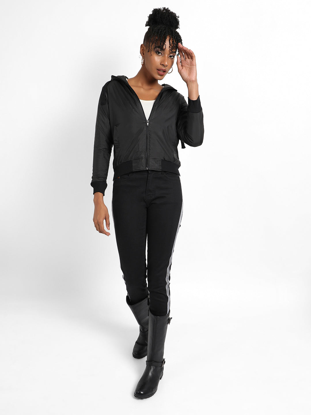 Zip-Front Jacket With Ribbed Hem