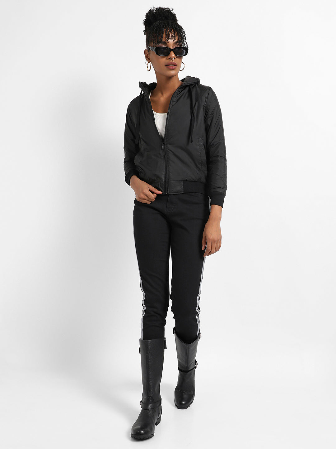 Zip-Front Jacket With Ribbed Hem