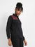 Black &  Wine Zip-Front Jacket With Quilted Details