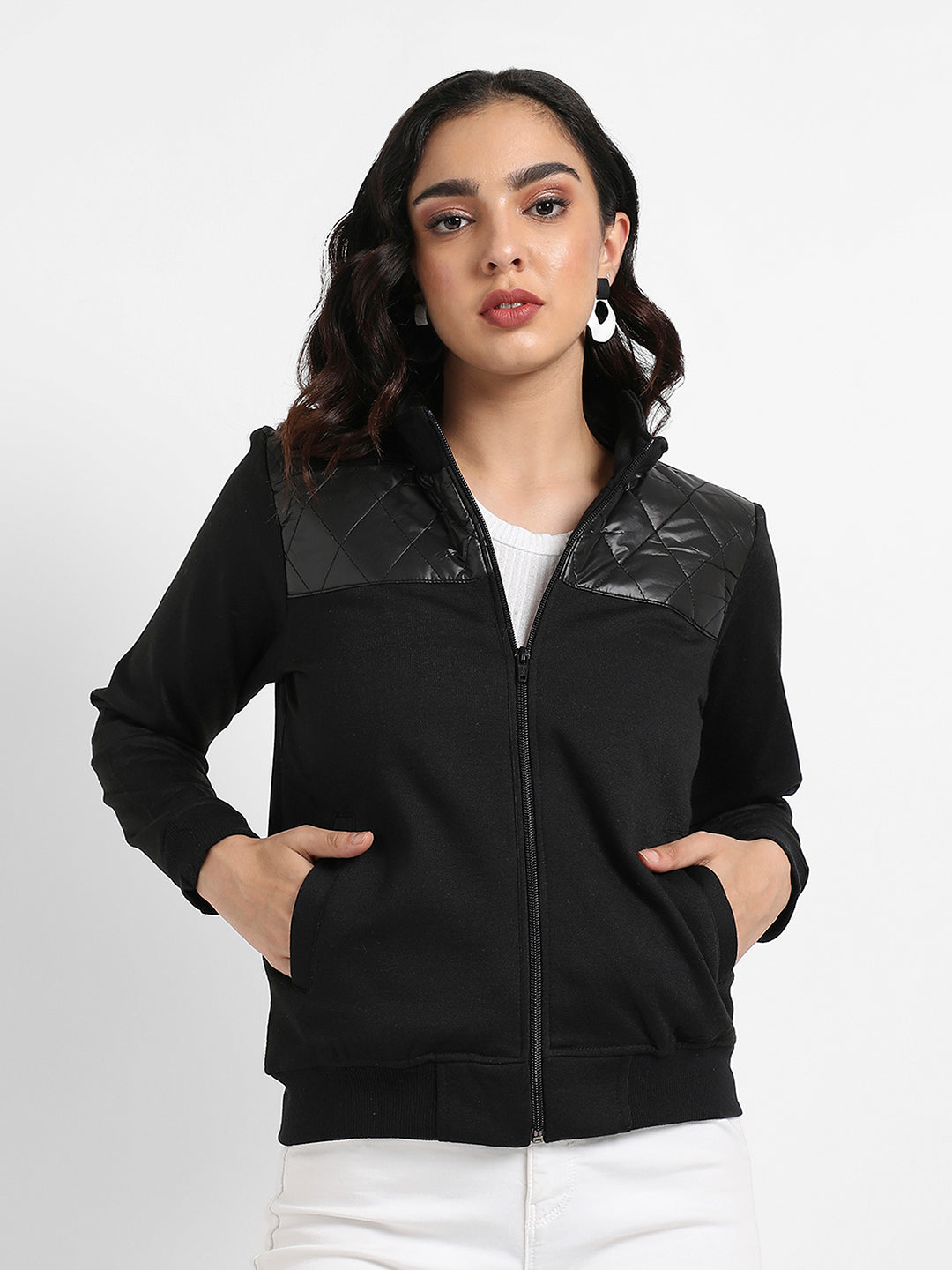 Zip-Front Jacket With Quilted Details