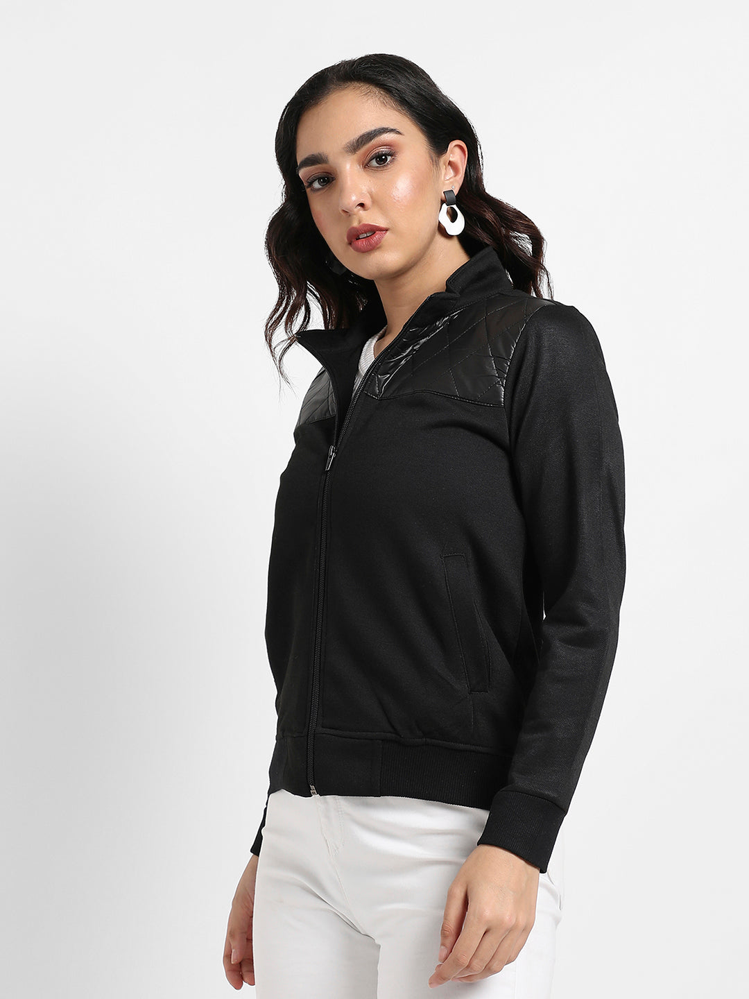 Zip-Front Jacket With Quilted Details