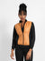 Black &  Mustard Yellow Zip-Front Jacket With Quilted Details