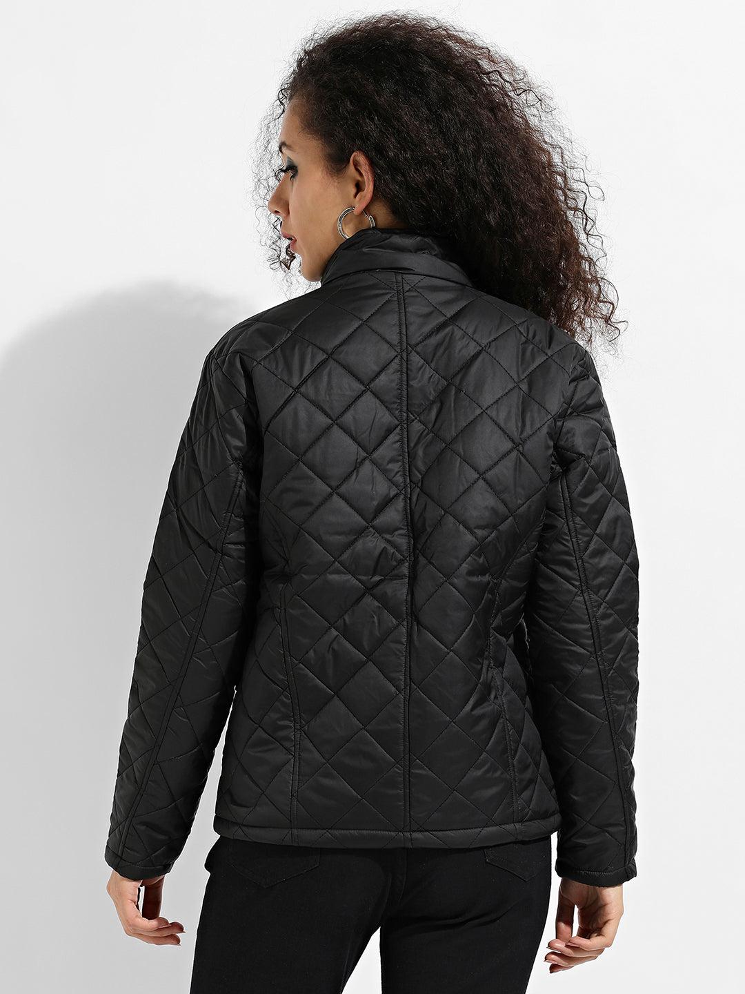 Quilted Puffer Jacket With Zip Closure