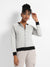 Light Grey Zip-Front Sweatshirt With Contrast Hem