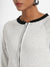 Light Grey Zip-Front Sweatshirt With Contrast Hem