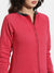 Red Zip-Front Sweatshirt With Contrast Hem