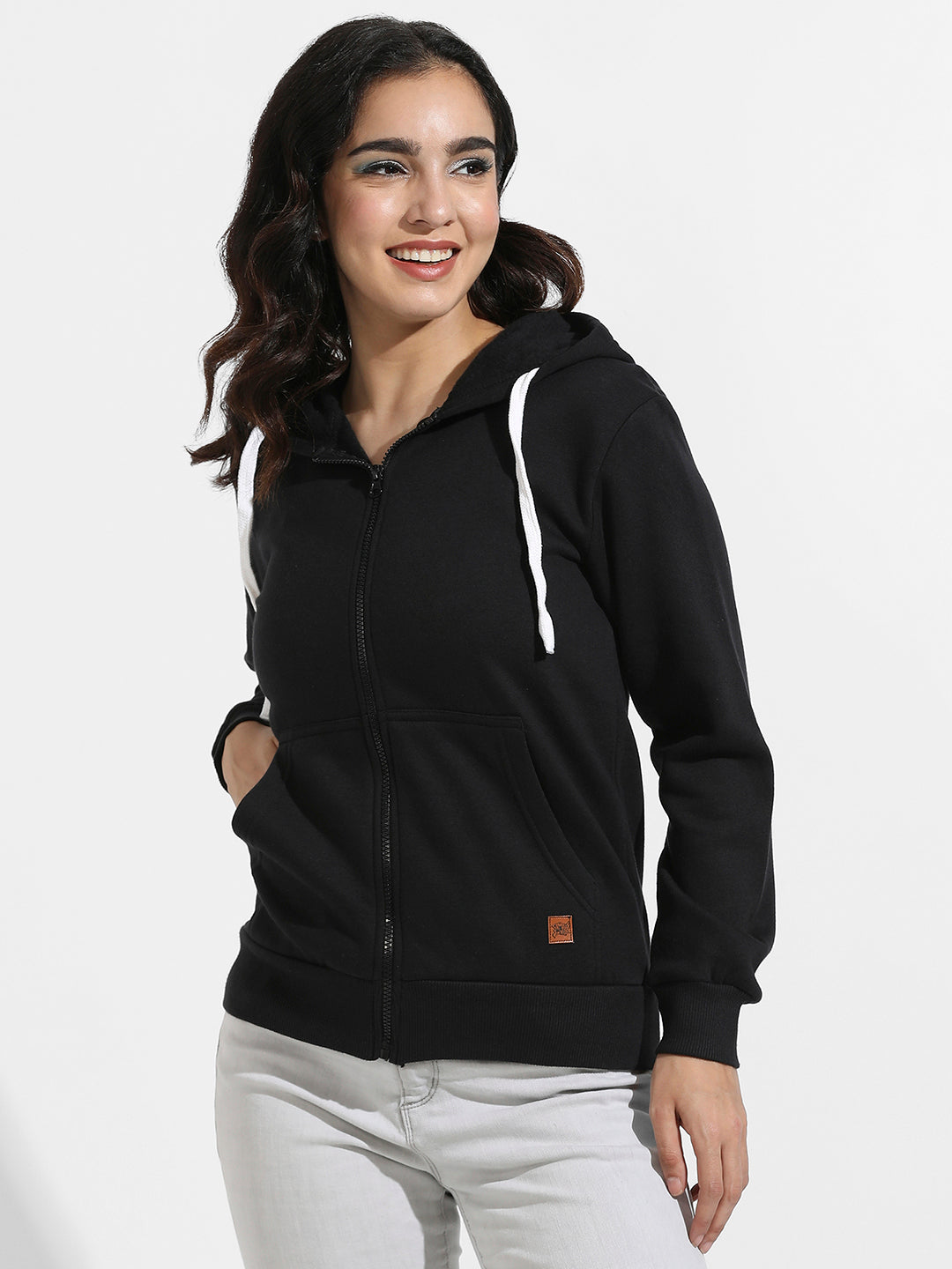 Zip-Front Hoodie With Angled Open Pockets