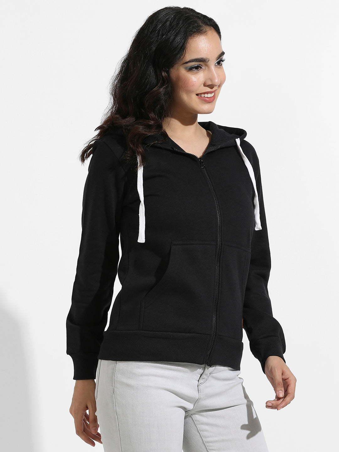 Zip-Front Hoodie With Angled Open Pockets