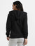Black Zip-Front Hoodie With Angled Open Pockets