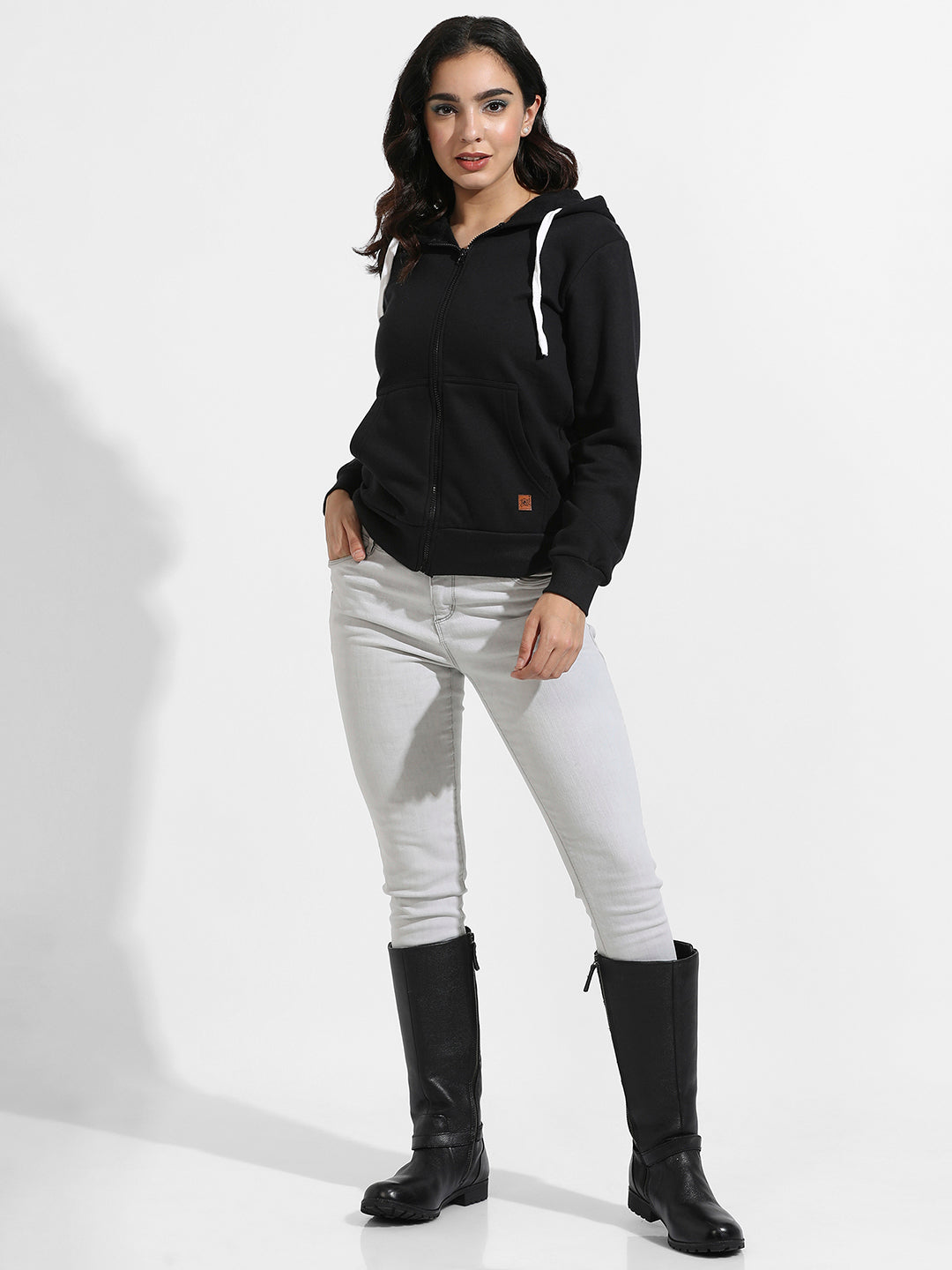 Zip-Front Hoodie With Angled Open Pockets