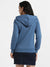 Royal Blue Zip-Front Hoodie With Contrast Drawstring