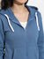 Royal Blue Zip-Front Hoodie With Contrast Drawstring