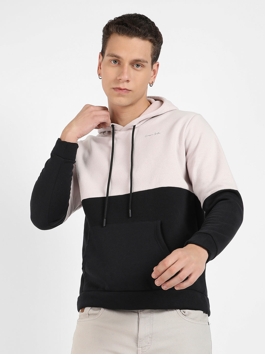 Colourblocked Hoodie With Kangaroo Pockets