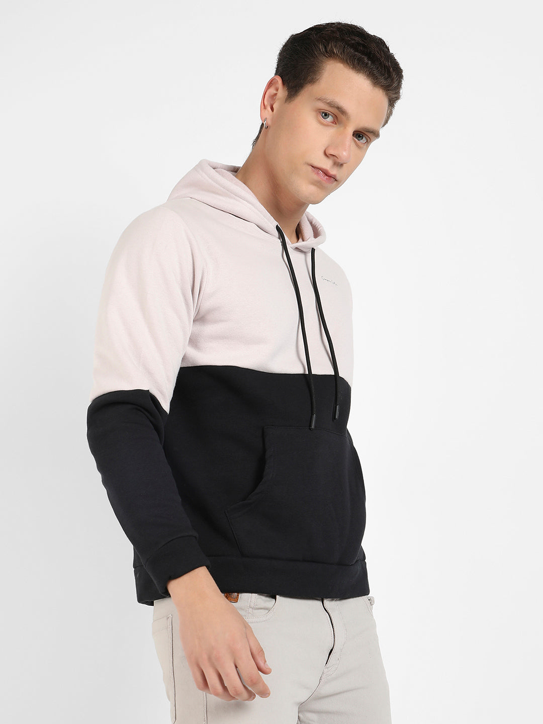 Colourblocked Hoodie With Kangaroo Pockets