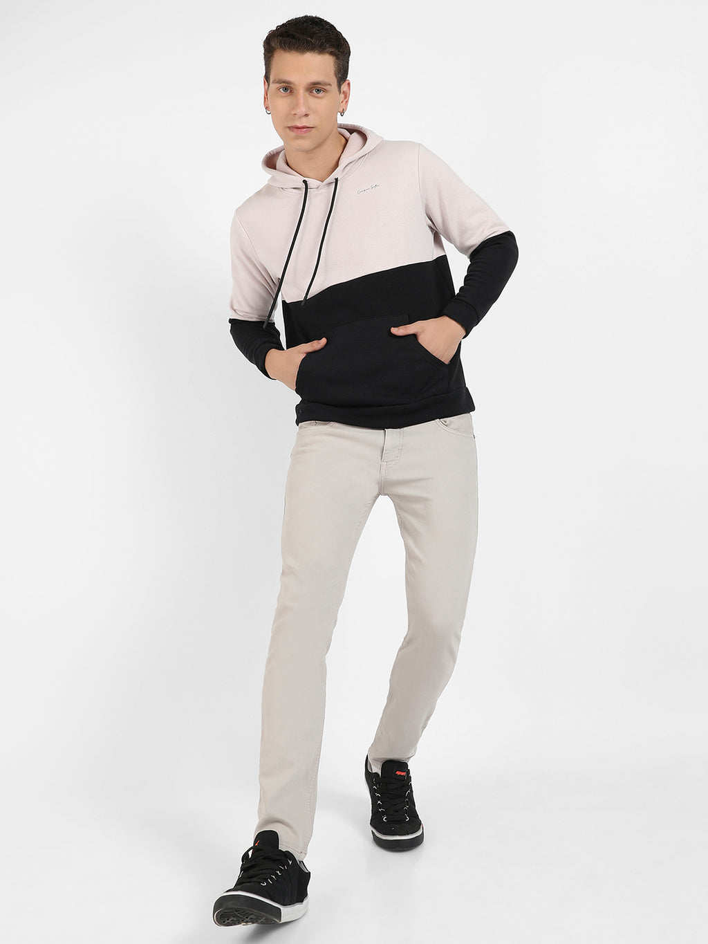 Colourblocked Hoodie With Kangaroo Pockets