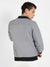 Men's Light Grey Zip-Front Puffer Jacket With Contrast Detail