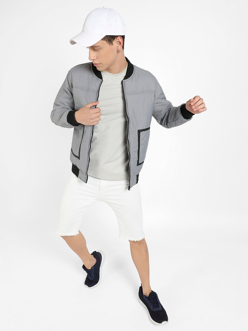 Zip-Front Puffer Jacket With Contrast Detail